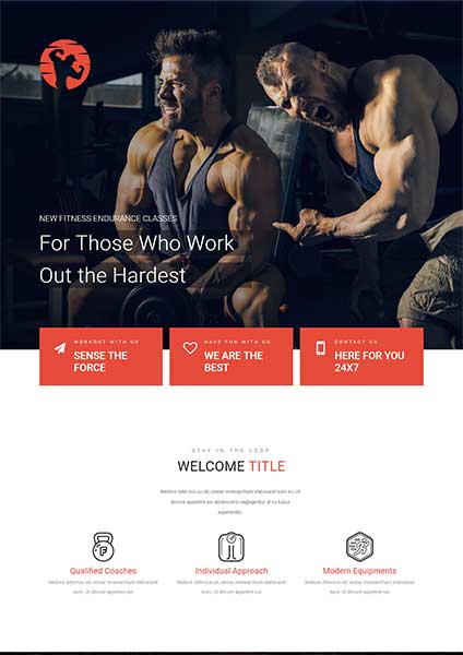 Gym plus templates from the plus addons for elementor