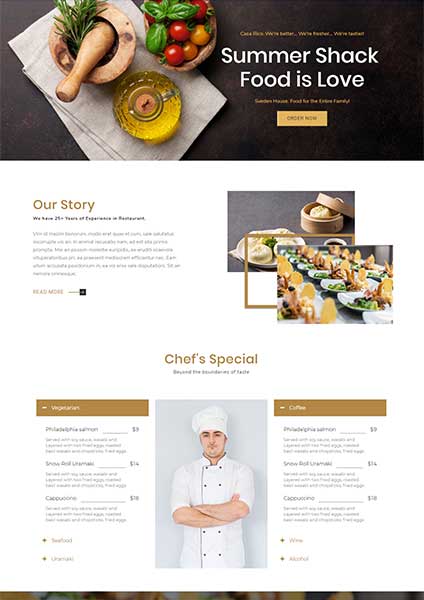 Restaurant 2 1 plus templates from the plus addons for elementor