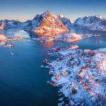 aerial view of reine at sunrise in winter in S9ACL35 The Plus Addons for Elementor