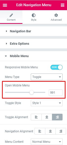 Mobile menu start The Plus Addons for Elementor