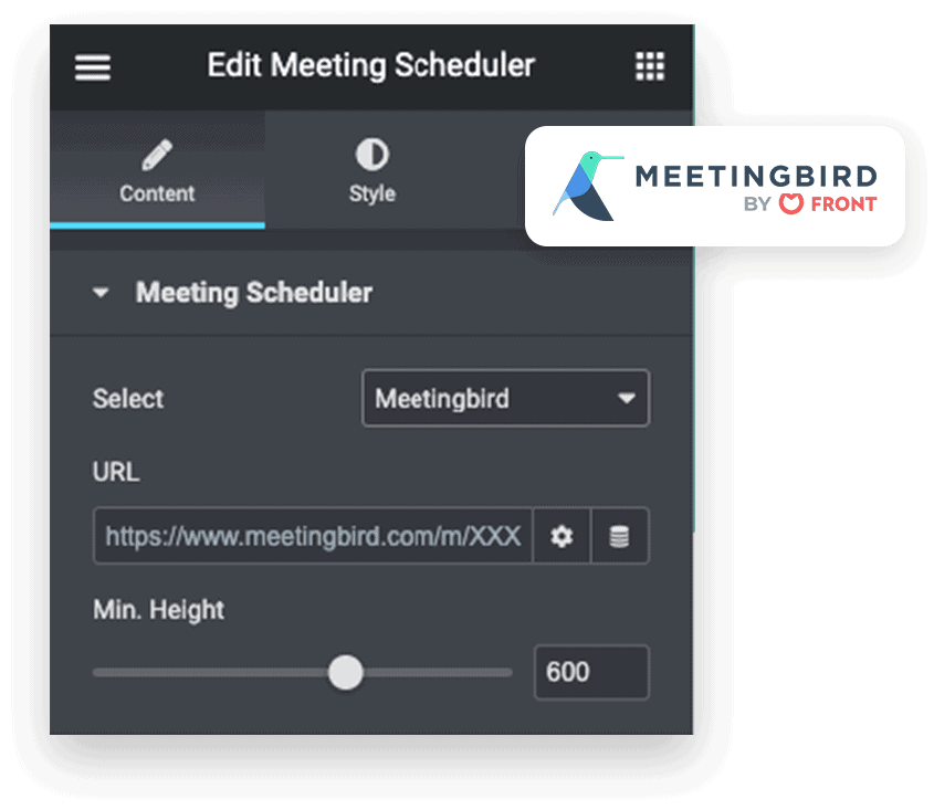 Meetingbird from The Plus Addons for Elementor