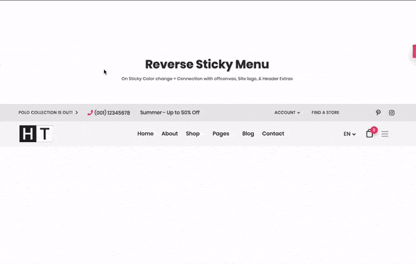 Reverse Sticky Menu Elementor Sticky Navigation Menu from The Plus Addons for Elementor