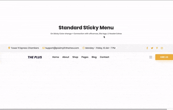 Standard Sticky Menu from The Plus Addons for Elementor