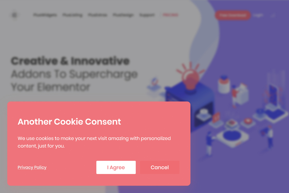 Cookie 3 ready demo 2 from the plus addons for elementor