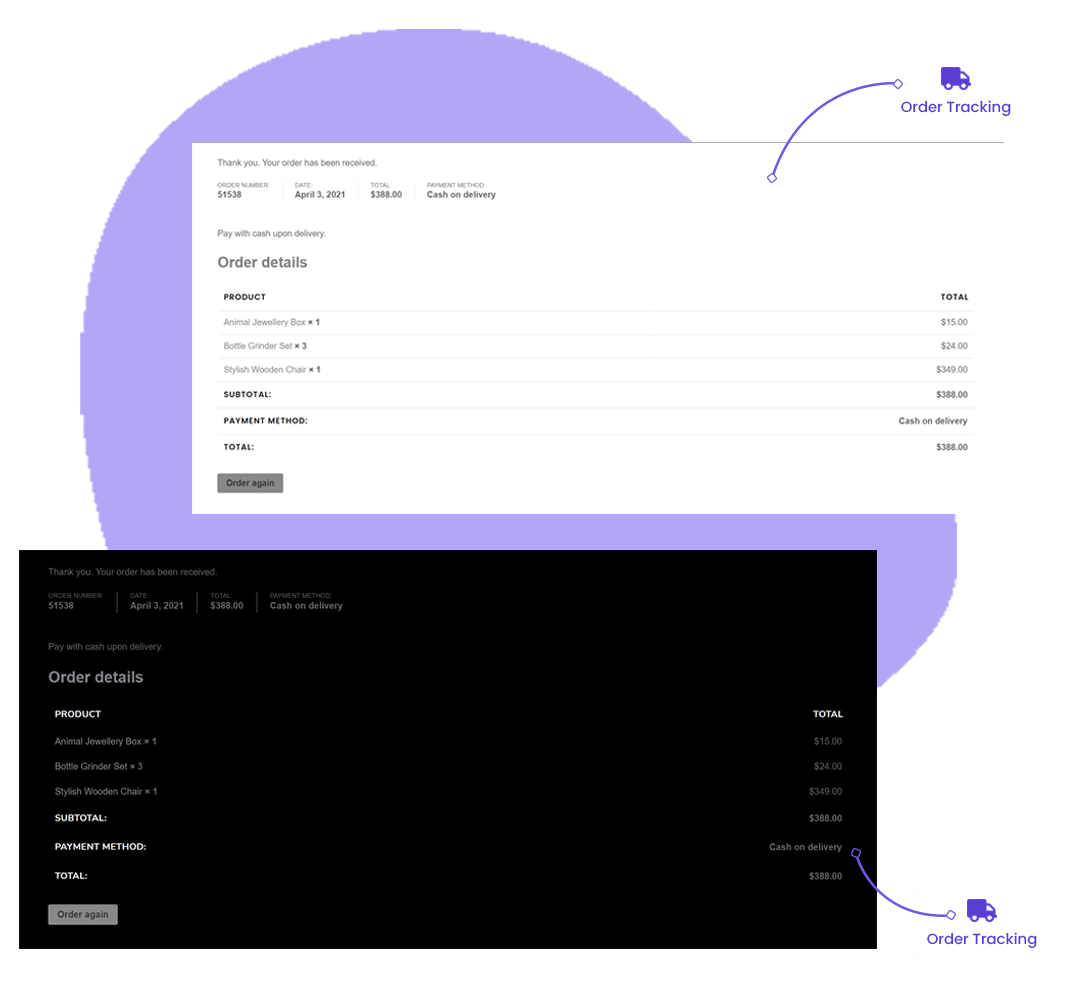 Order tracking final woo builder from the plus addons for elementor