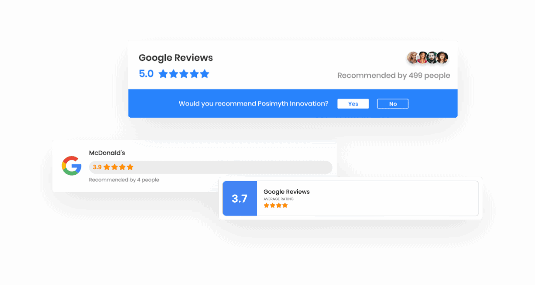 Google review badges social reviews from the plus addons for elementor