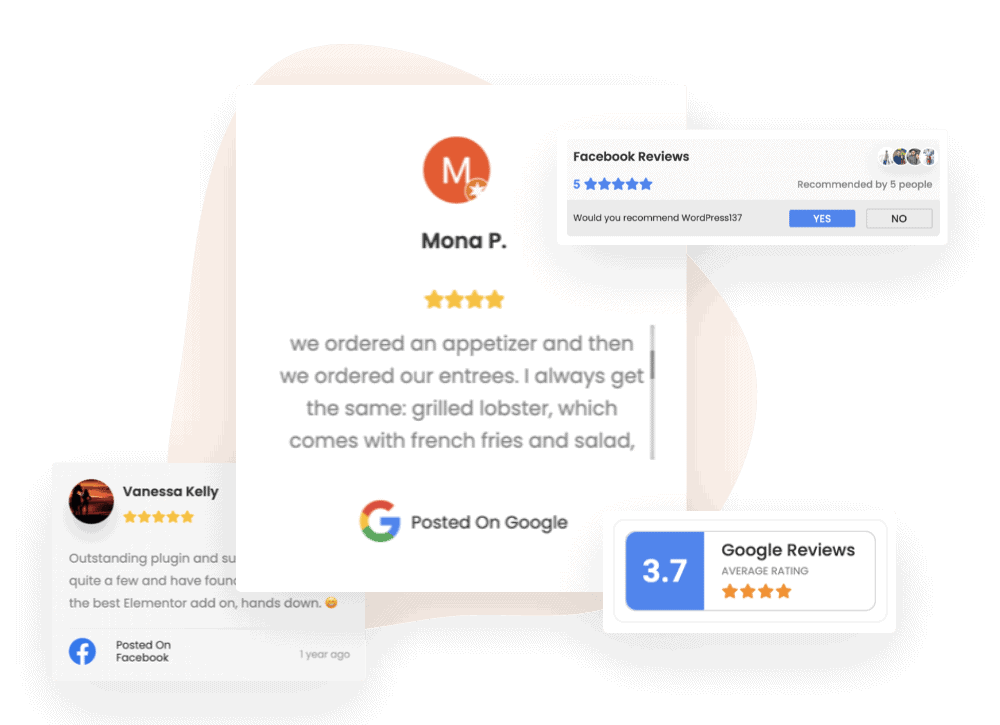 Social Review from The Plus Addons for Elementor