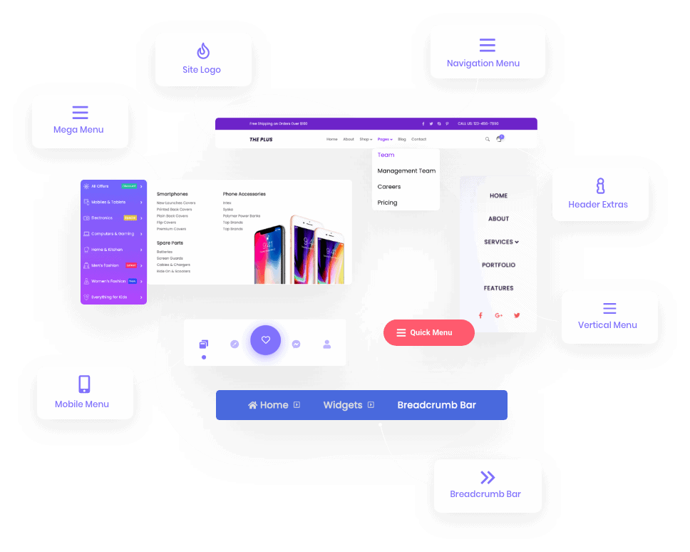 Header builder main graphics header builder from the plus addons for elementor