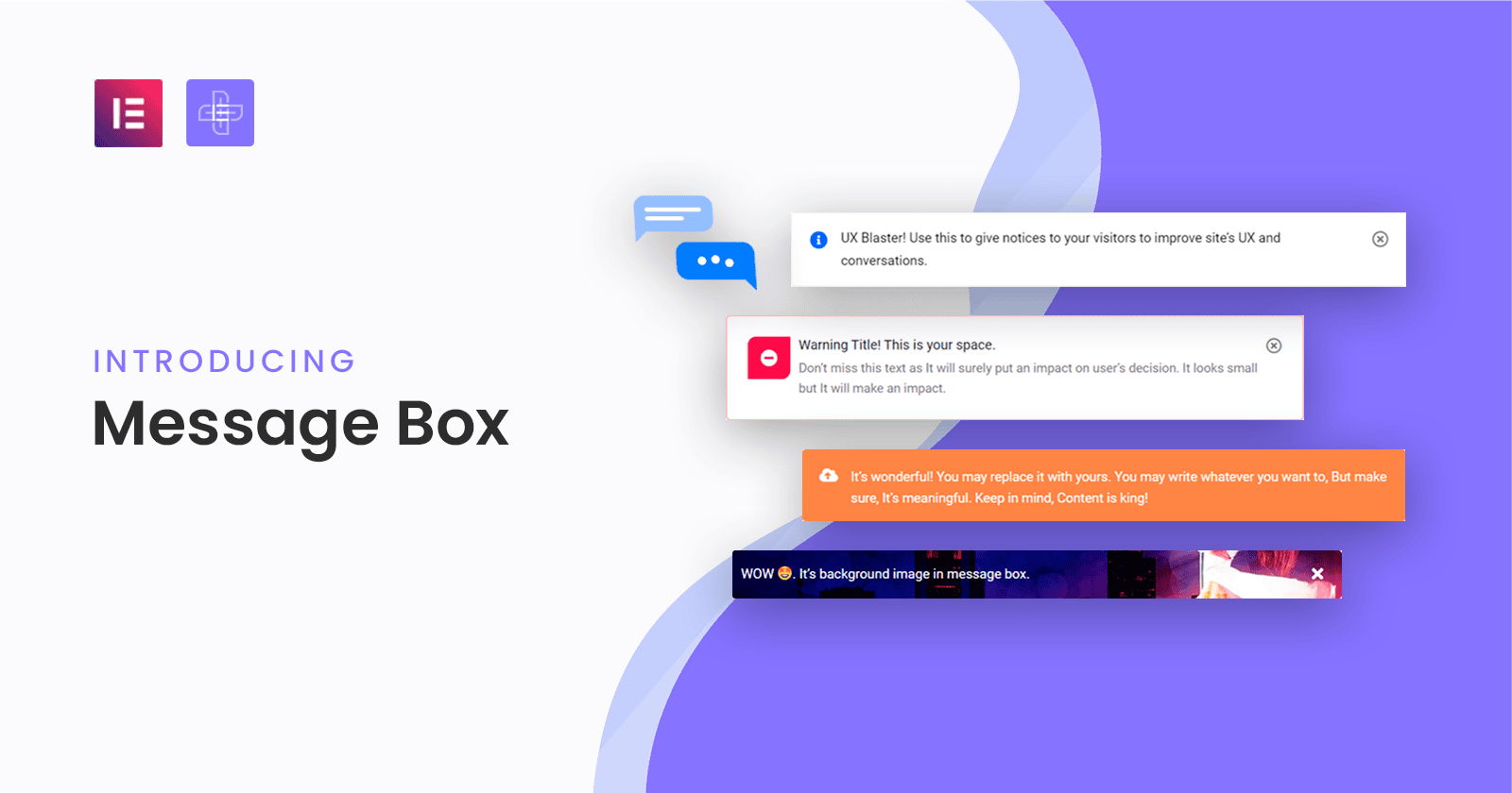 Message box for elementor | the plus addons for elementor