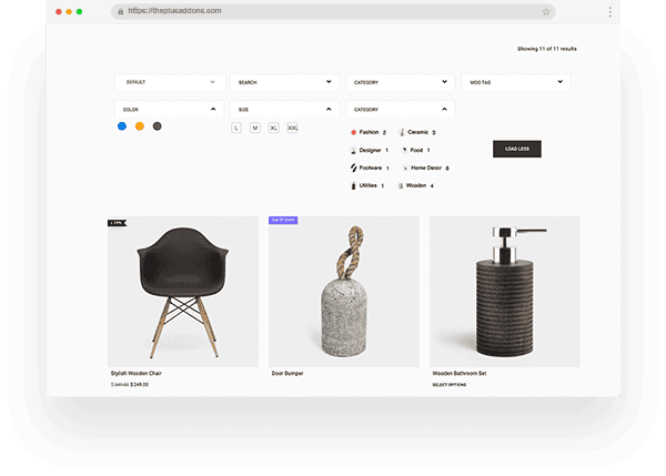 Horizontal inline wordpress woocommerce search filters