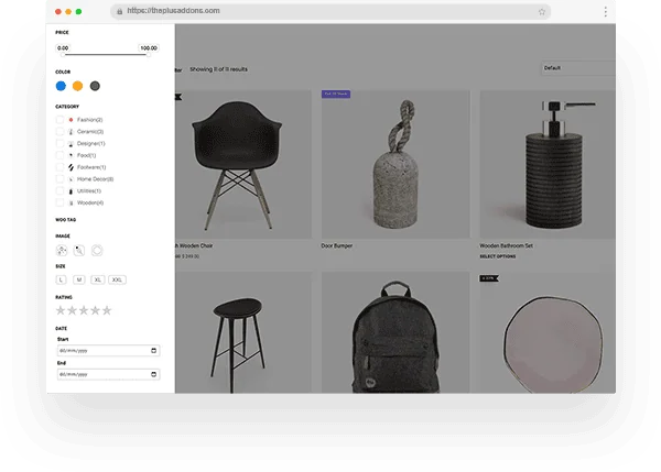 Modal popup filter for woocommerce and wordpress elementor