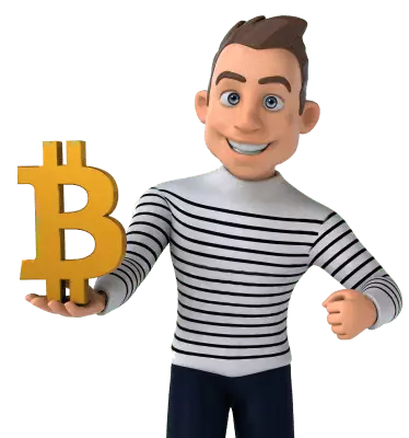 boy standing with bitcoin Symbol
