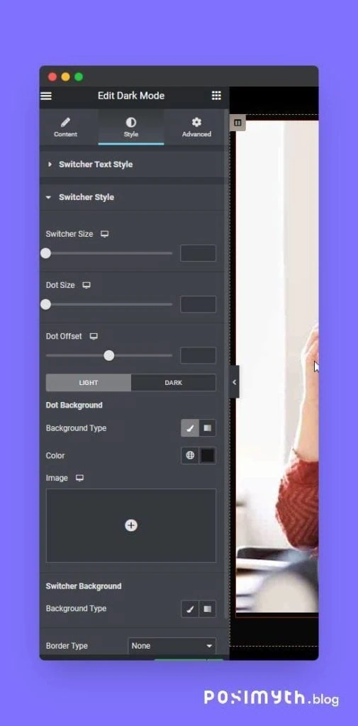 Add style to dark mode in elementor using the plus addons