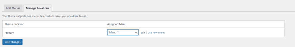 Editing menus in manage locations