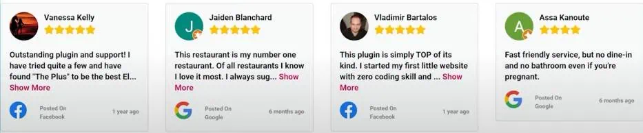 Reviews from multiple sources on social reviews widget