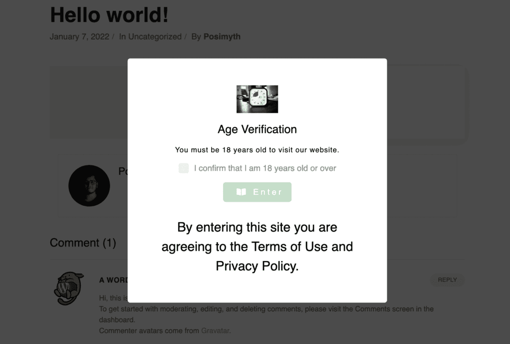 Age verification example 2 how to add age verification in elementor site for free from the plus addons for elementor