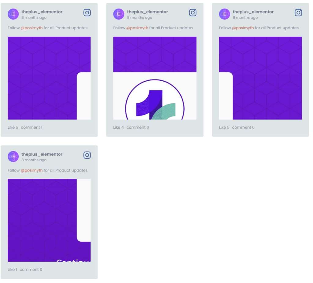 Instagram feed grid view example