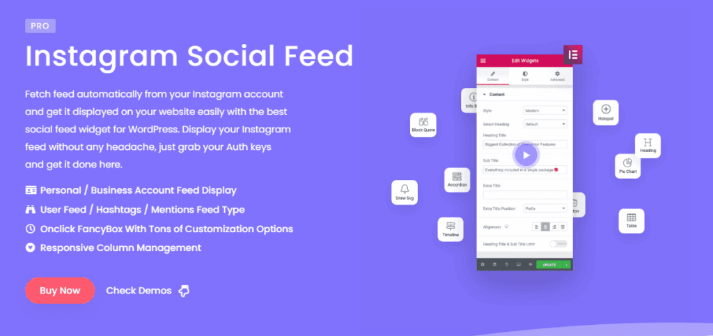 Instagram social feed the plus addons