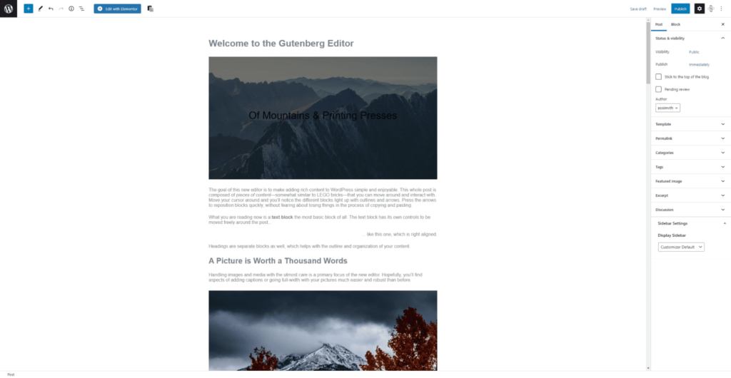 welcome to the gutenberg editor