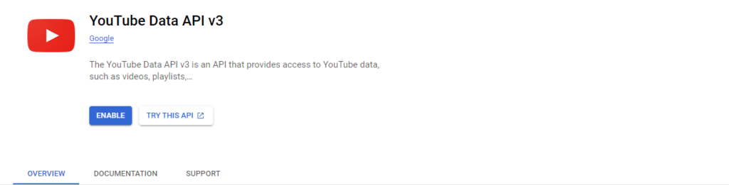 Youtube data api v3