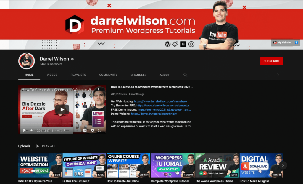 darrel wilson youtube channel from The Plus Addons for Elementor