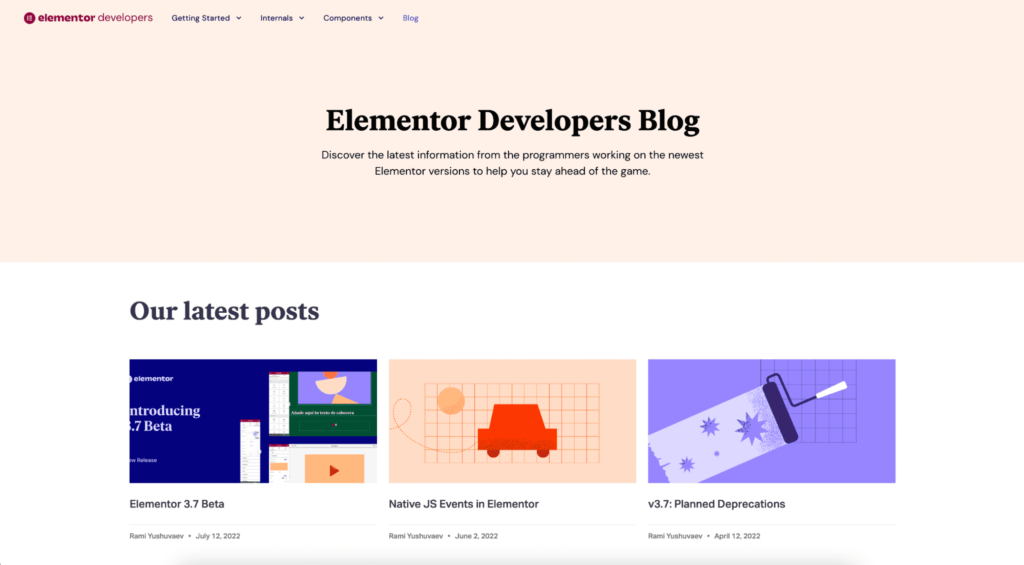 Elementor developers blog