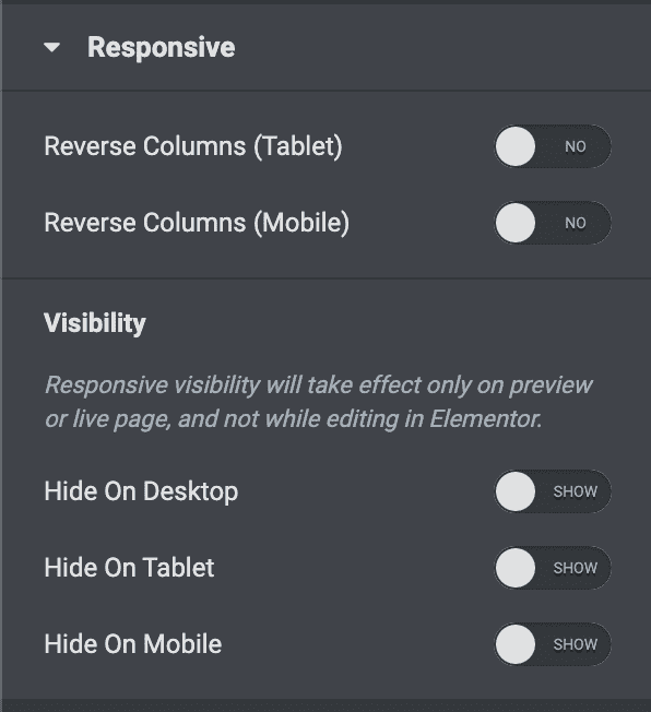 Hide sections on desktop tablet and mobile