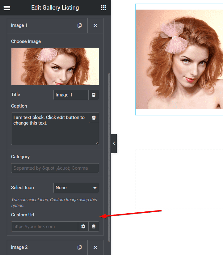 Adding link to elementor gallery images unique