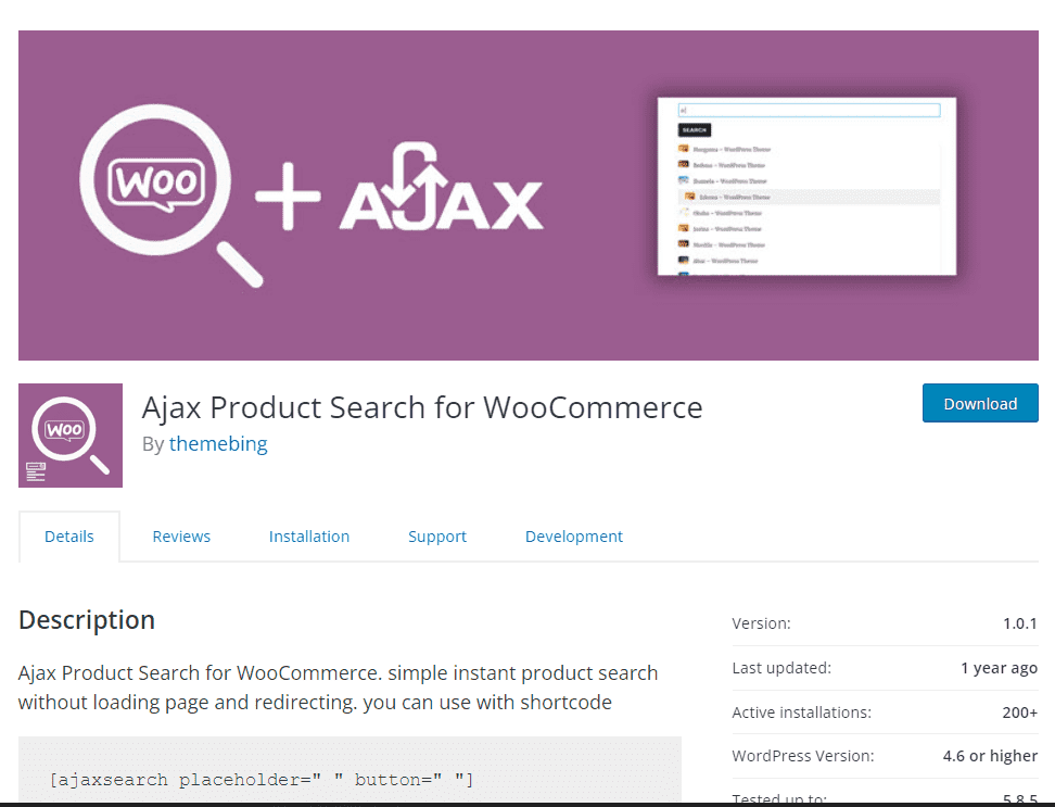 Ajax product search for woocommerce free