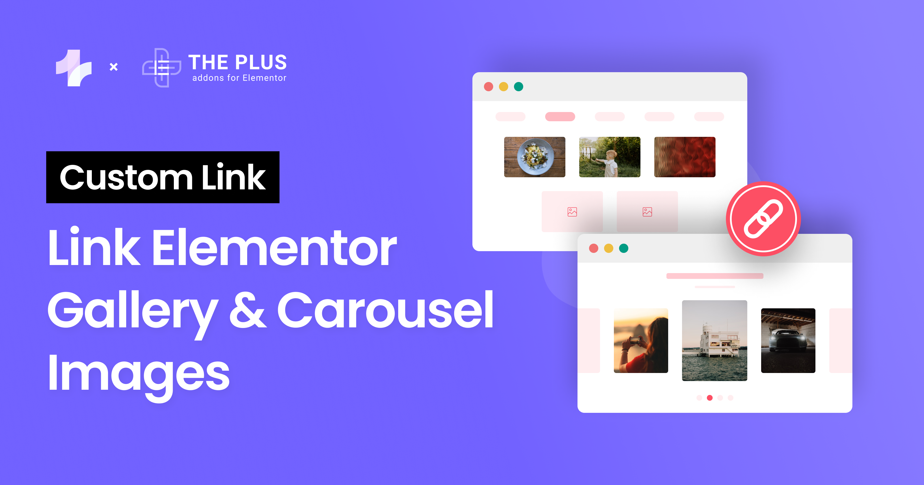 Link Elementor Gallery Carousels from The Plus Addons for Elementor