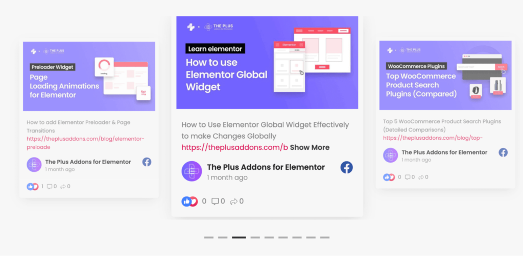 Carousel style of elementor facebook feed