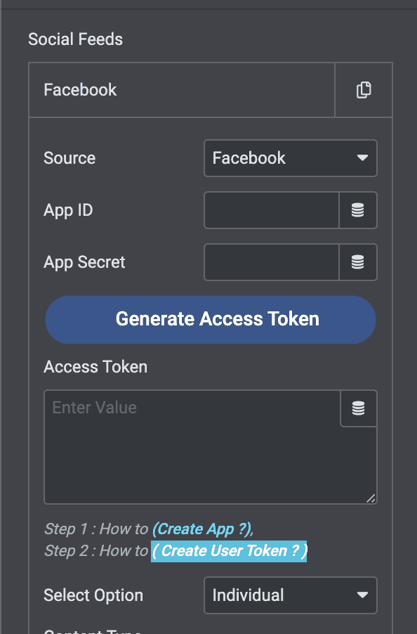 Connecting facebook feed with token