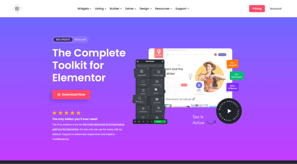 Download the plus addons for elementor