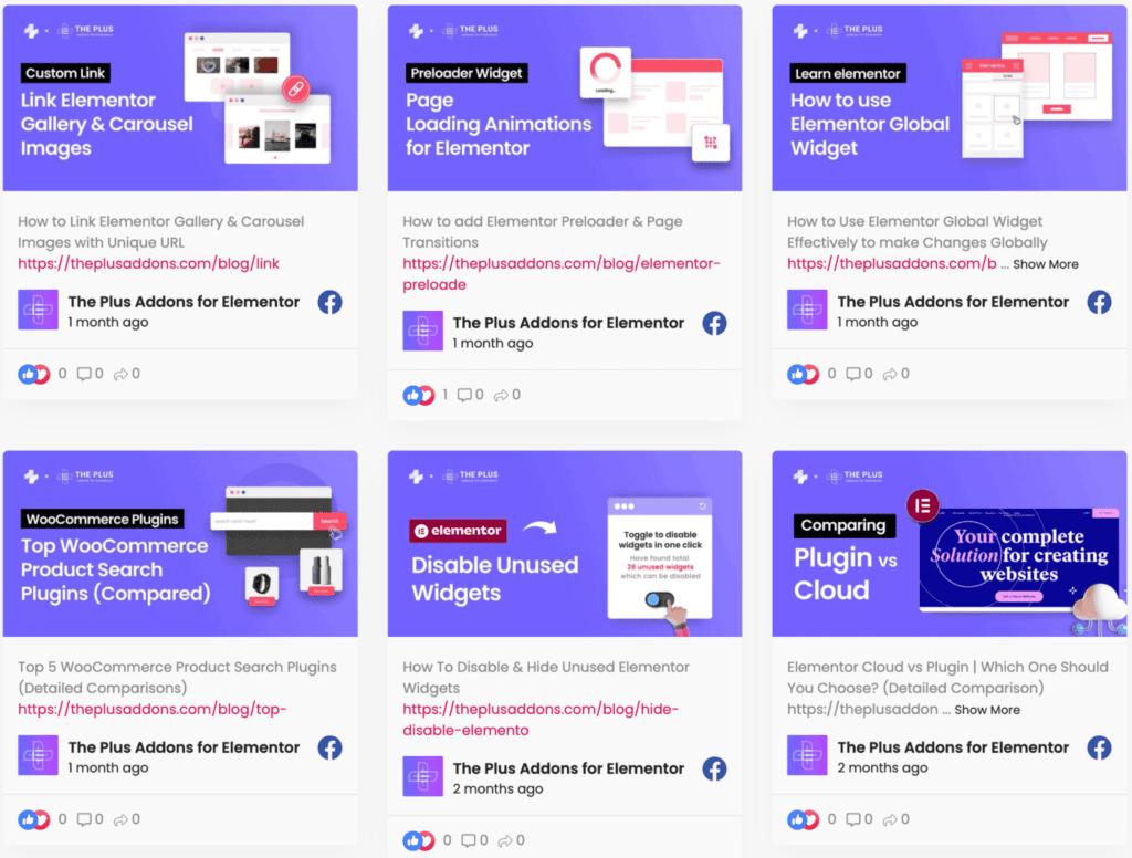 grid style of elementor facebook feed | The Plus Addons for Elementor Grid style of elementor facebook feed