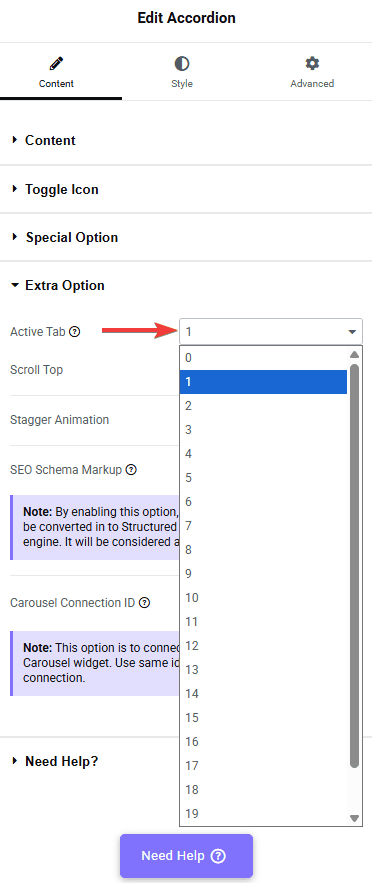 Tpae accordion active tab how to close first elementor accordion by default? From the plus addons for elementor