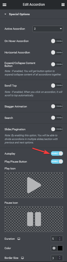 Accordion play pause