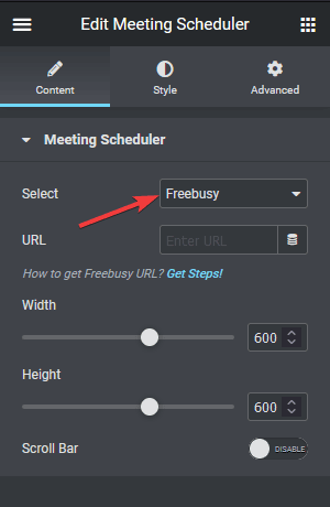 Meeting scheduler freebusy