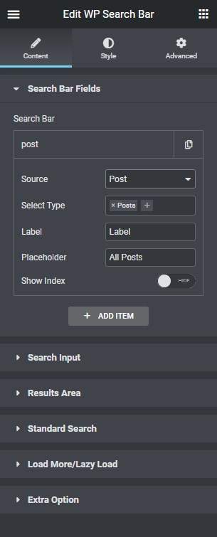 Elementor Ajax Search bar from The Plus Addons for Elementor