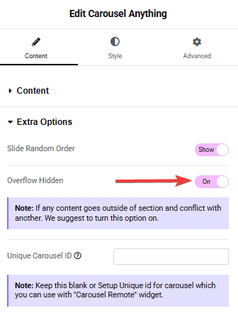 Tpae carousel anything overflow hidden carousel anything elementor widget settings overview from the plus addons for elementor