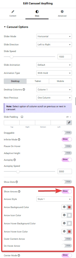 Tpae carousel anything style show arrows how to show/hide arrows & dots in the elementor carousel slider? From the plus addons for elementor