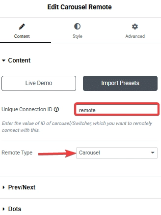 Tpae carousel anything template connect carousel remote unique connection id how to connect carousel remote with carousel in elementor? From the plus addons for elementor