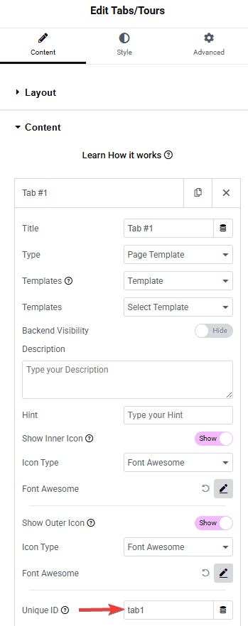 Tpae tabs tours add unique id how to set an anchor link to a tab item in elementor? From the plus addons for elementor