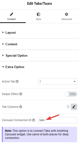Tpae tabs tours carousel connection id how to connect a carousel with tabs in elementor? From the plus addons for elementor