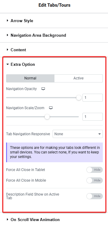 Tpae Tabs Tours Extra Option | The Plus Addons for Elementor Tpae tabs tours extra option tabs/tours elementor widget settings overview from the plus addons for elementor