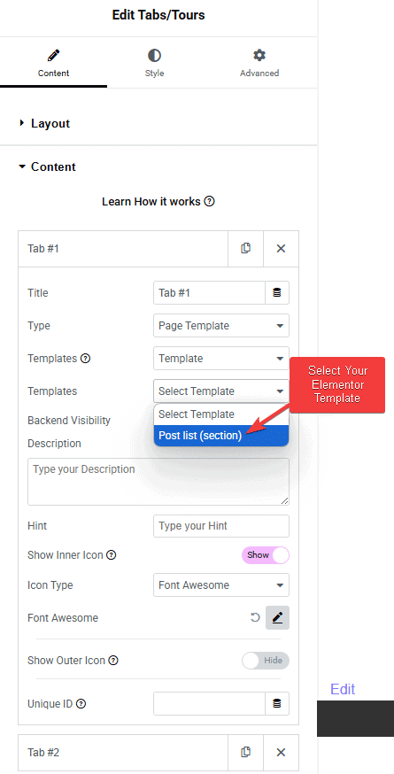 Tpae Tabs Tours Select Template 1 | The Plus Addons for Elementor Tpae tabs tours select template 1 tabs/tours elementor widget settings overview from the plus addons for elementor