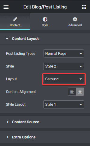 Blog post listing layout