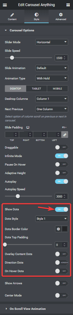 Carousel anything dots