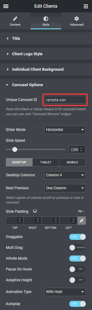 Clients unique connection id