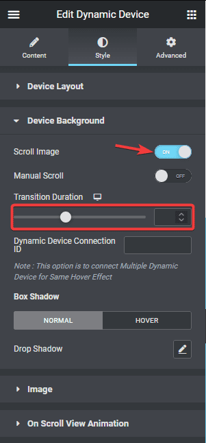 dynamic device scroll image