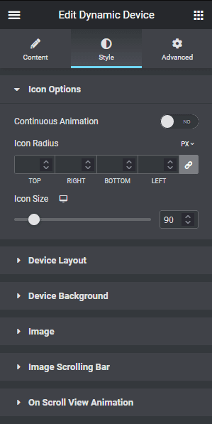 Dynamic device style